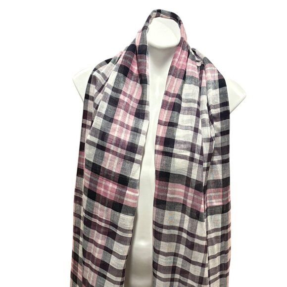 Tommy Hilfiger Checkered Scarf – Pink, Purple, Black & White - Picture 2 of 3